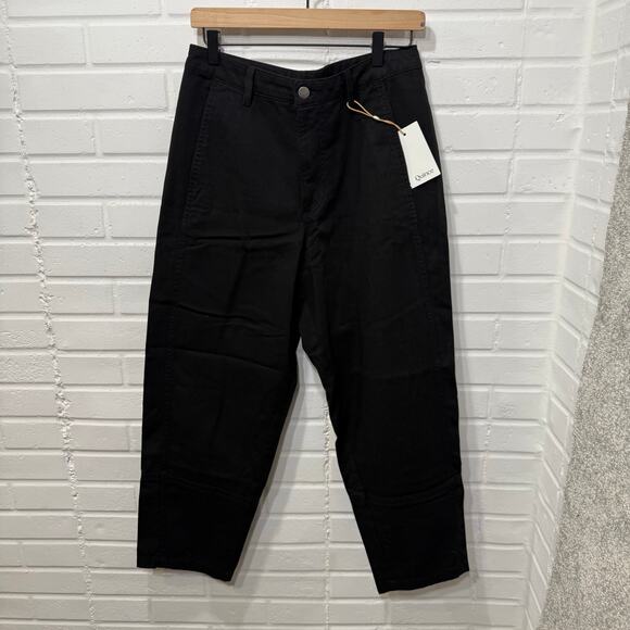 Quince NWT Organic Stretch Cotton Twill Barrel Pants Jeans Sz 8 Black Stretch - Picture 2 of 12